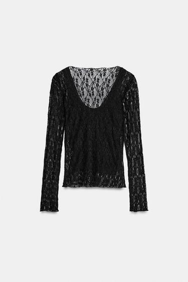DOUBLE EFFECT LACE TOP - Black by Zara - Image 4
