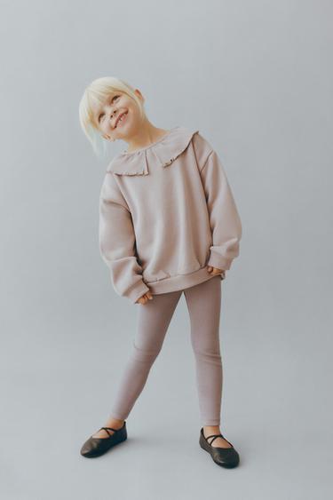 Zara RIB MOCK NECK SWEATSHIRT - Stone