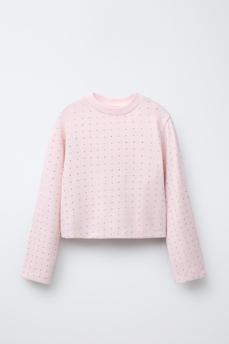 SOFT-TOUCH T-SHIRT WITH RHINESTONES Pink ZARA South Africa