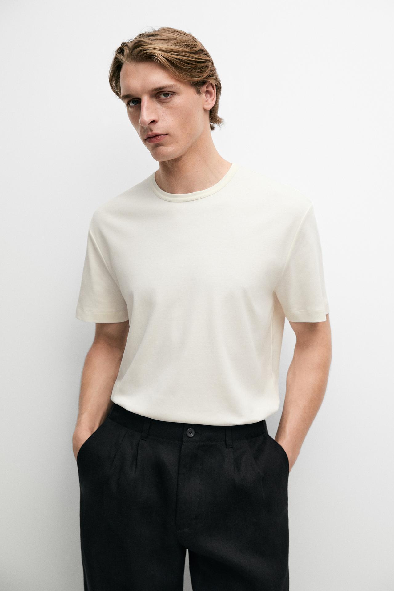 100% Cotton Short-Sleeve T-Shirt — Biscuit