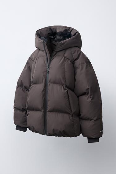 WATER-REPELLENT HOODED PADDED JACKET - Dark brown by Zara