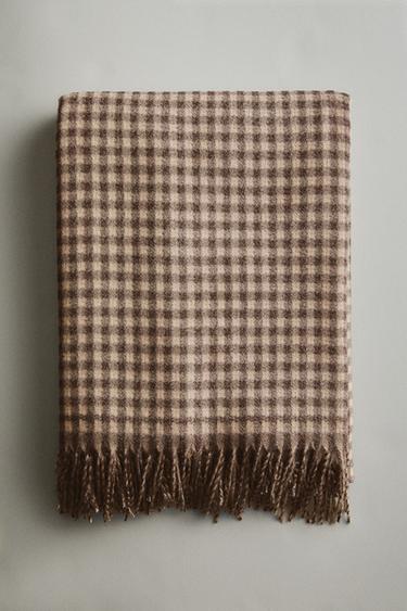 CHECK THROW WITH FRINGING - Dark grey by Zara - Image 5