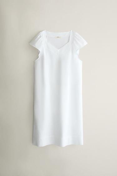 SHORT SLEEVE V-NECK NIGHTGOWN — White 1