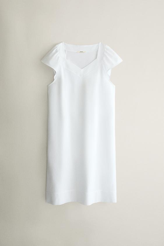 V-NECK SHORT SLEEVE NIGHTDRESS - White by Zara - Image 0