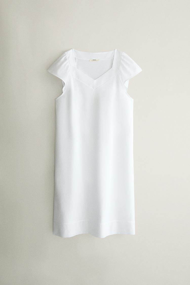 SHORT SLEEVE V-NECK NIGHTGOWN — White