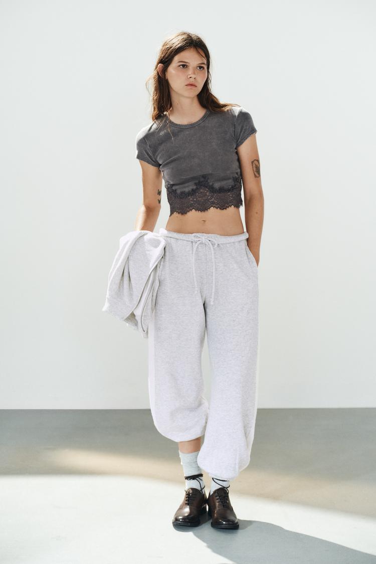 CROPPED LACE T-SHIRT