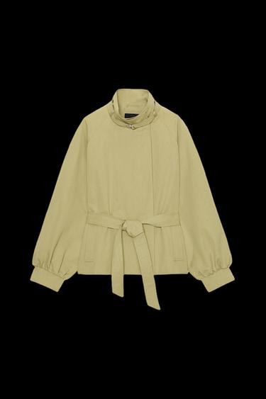 HIGH-NECK JACKET WITH BELT - Light khaki by Zara - Image 0