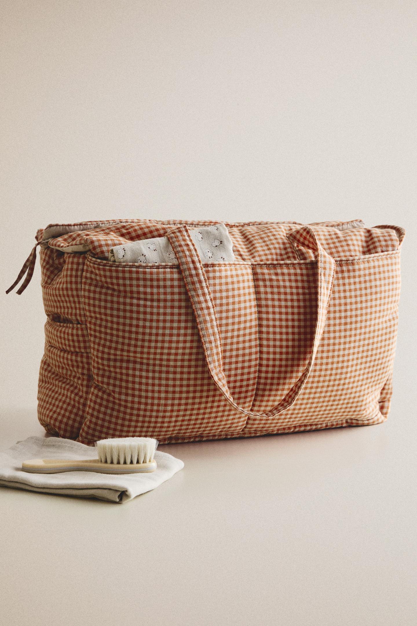 Детская сумка Zara Gingham Cotton Diaper, цвет: Тёмный оранжевый — фото 6