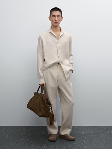 Zara 100% linen regular fit shirt - Sand - Image 0