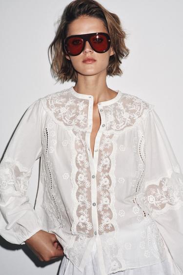 ZW COLLECTION EMBROIDERED SHIRT - Blanc de Zara - Image 4