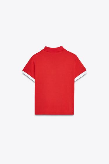CONTRAST POLO TOP - Red by Zara - Image 6