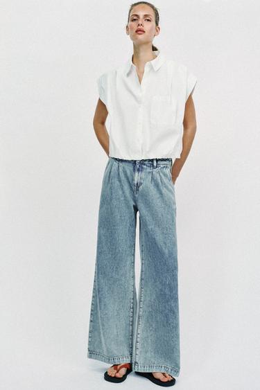 Z1975 WIDE LEG JEANS MED LÆG - lys blå fra Zara
