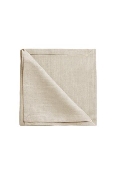 PACK OF PLAIN-COLOURED LINEN NAPKINS - Light beige by Zara