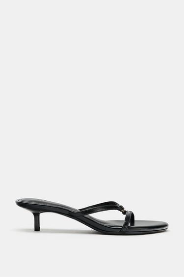 HEELED SANDALS WITH METAL DETAIL - Black by Zara