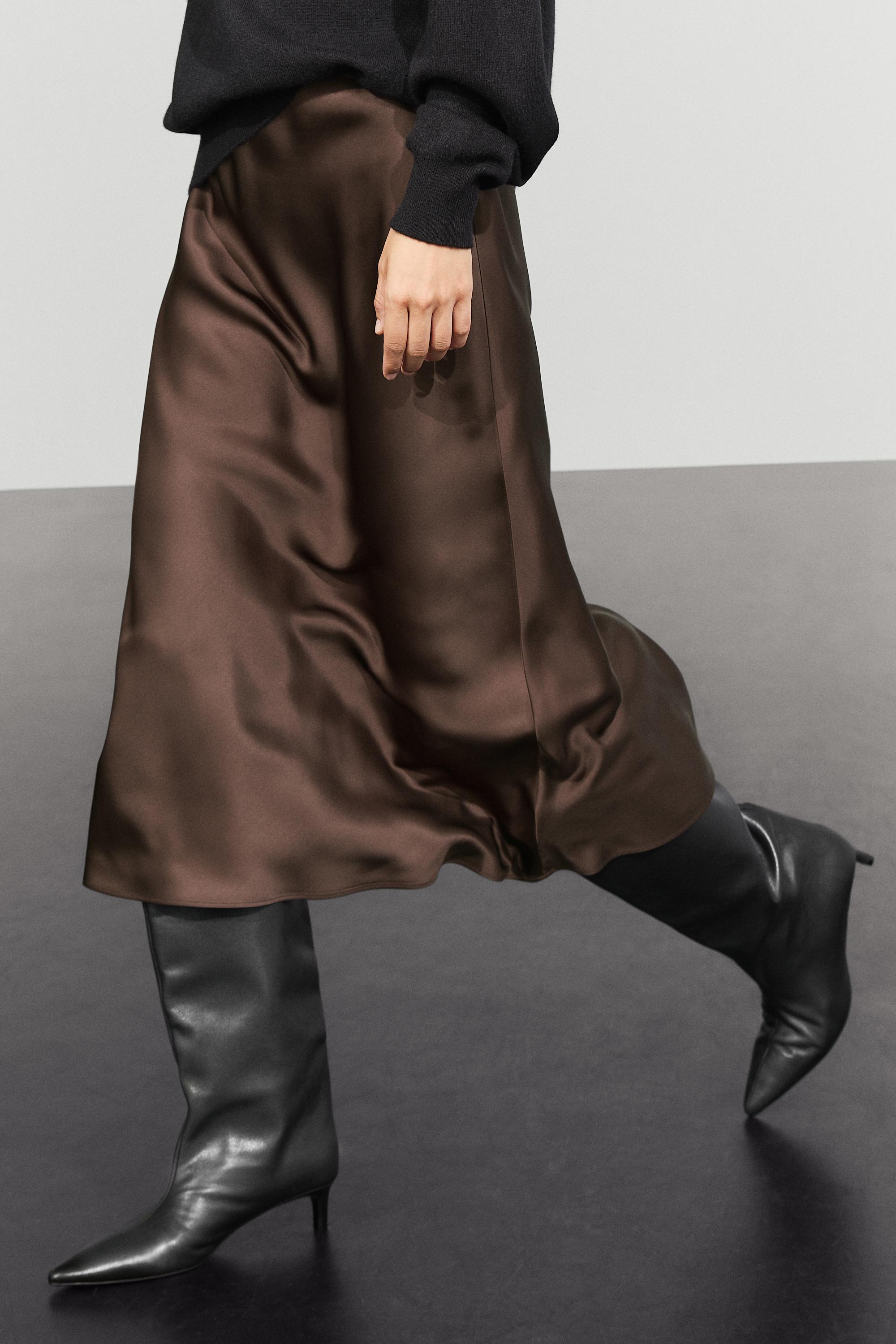 Satin midi skirt
