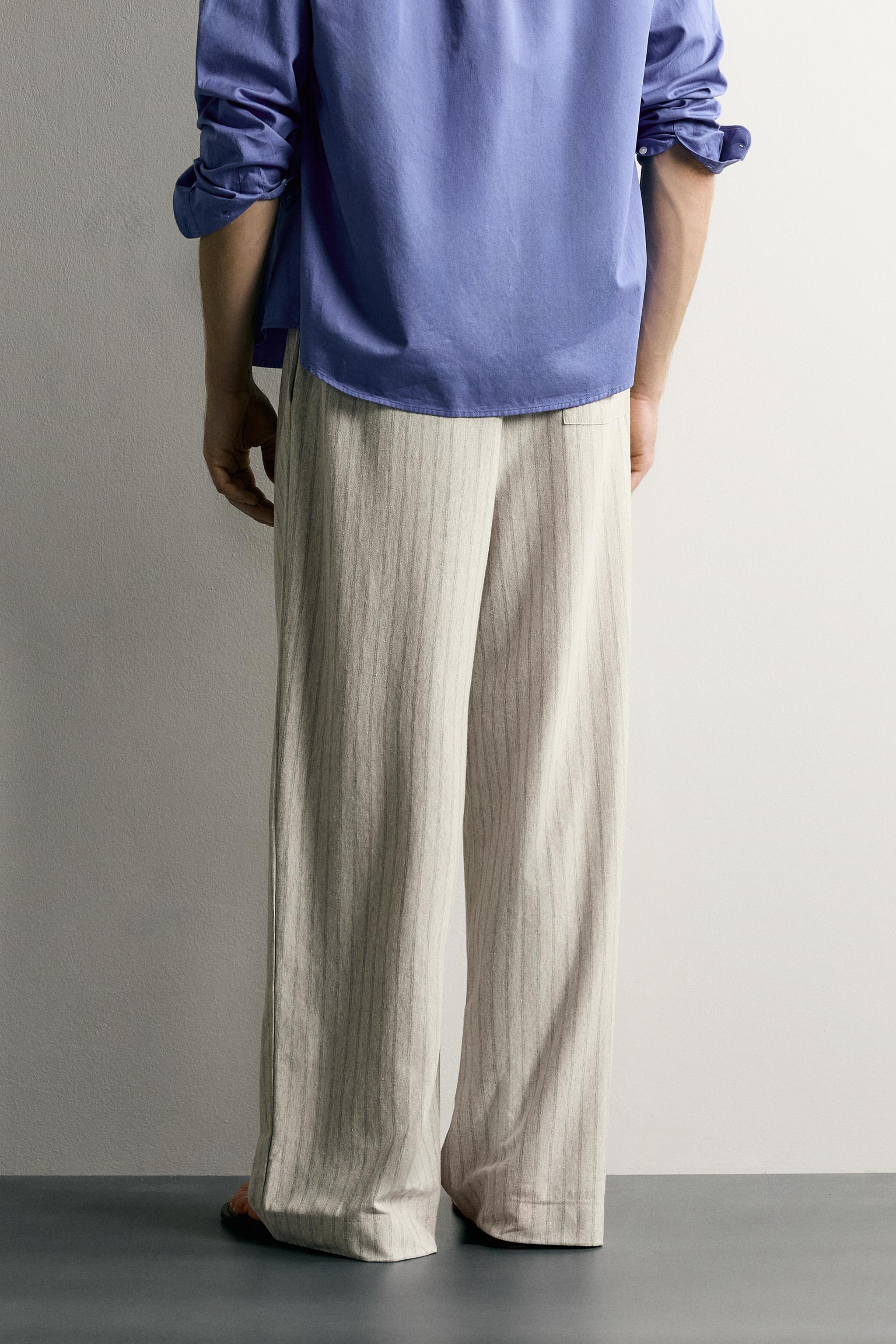 STRIPED RELAXED FIT PANTS - stone | ZARA United States