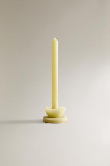 VELA DECORATIVA COM BASE - Amarelo da Zara