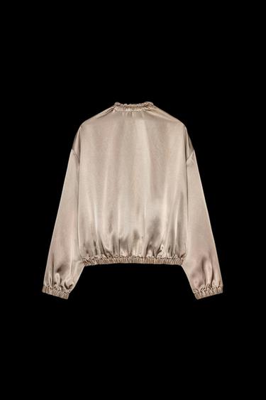 SATINJACKE MIT VOLANTS - Braun / Braungrau von Zara