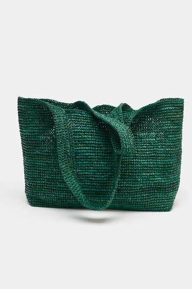 RAFFIA TOTE BAG - Green by Zara - Image 3