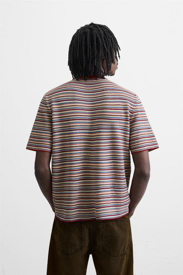 T-SHIRT EN MAILLE À RAYURES - Multicolore de Zara - Image 2