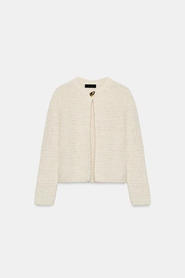 METALLIC THREAD CARDIGAN - Ecru by Zara