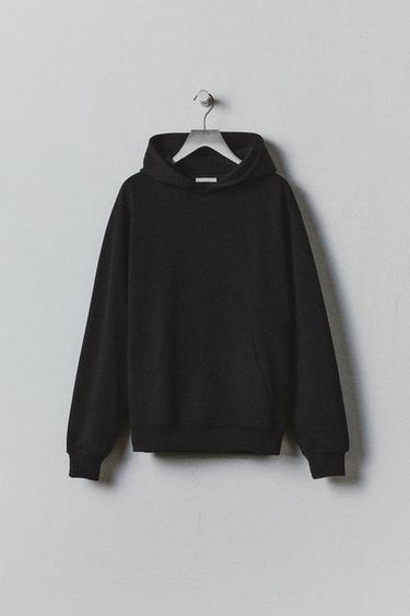 MOLETOM COM CAPUZ BÁSICO - Preto da Zara