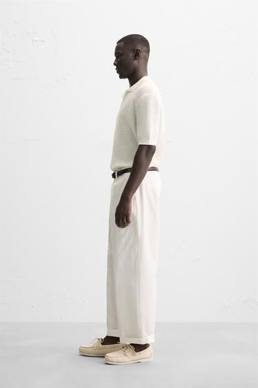 POLO EN MAILLE TEXTURÉE OUVERTE - Blanc de Zara - Image 3