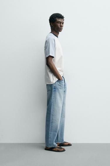 REGULAR FIT COLOUR BLOCK T-SHIRT - Ecru by Zara - Image 3