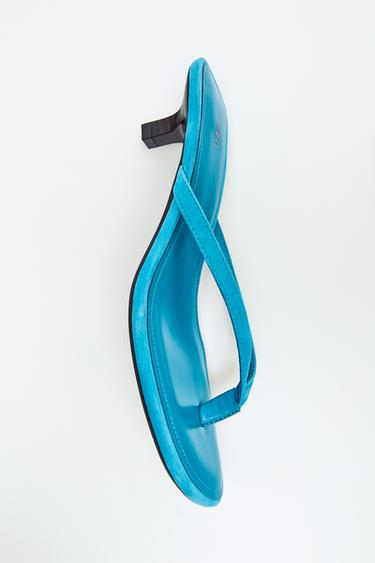 SUEDE KITTEN-HEEL SANDALS - Turquoise blue by Zara
