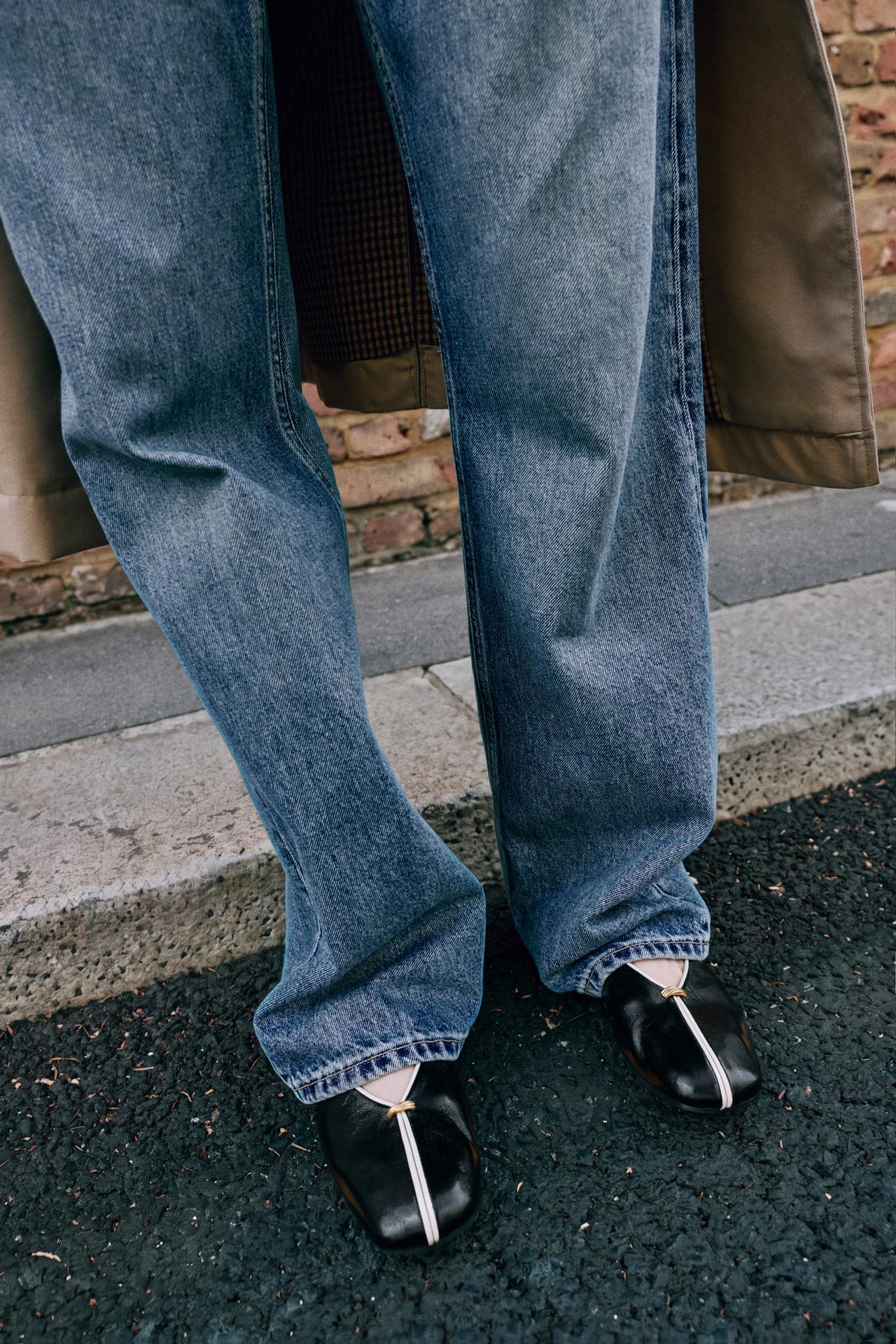 LEATHER BALLERINAS WITH METALLIC DETAIL — Multi-color