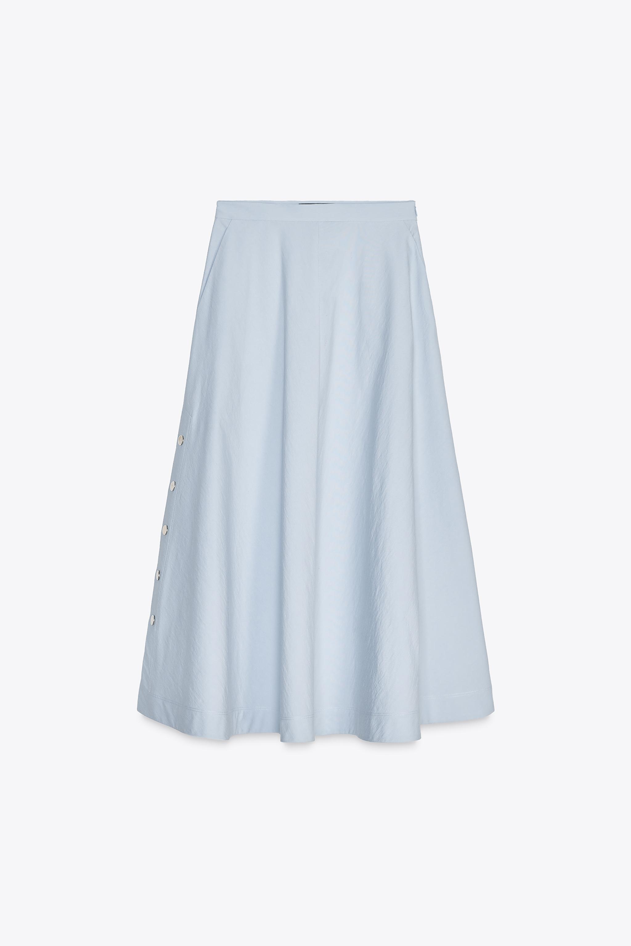 【ZARA】ZARA WOMAN COLLECTION フレアボタン スカート フレアスカート ボタン ZW COLLECTION - ライトブルー | ZARA