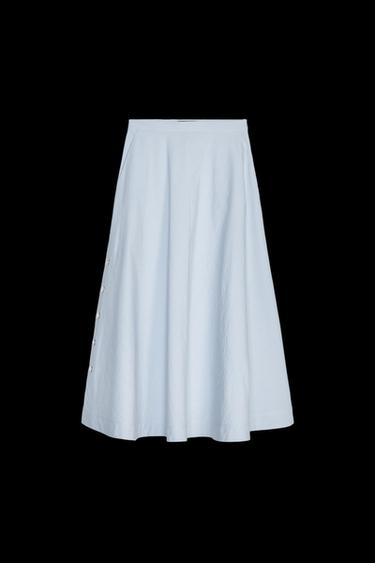FALDA VUELO BOTONES ZW COLLECTION - Azul claro de Zara - Imagen 0