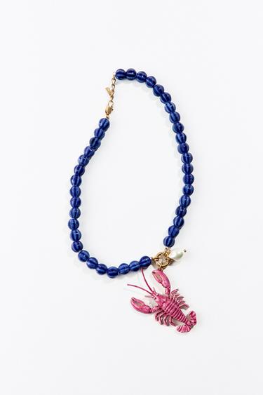 LOBSTER BEAD NECKLACE - Blue by Zara