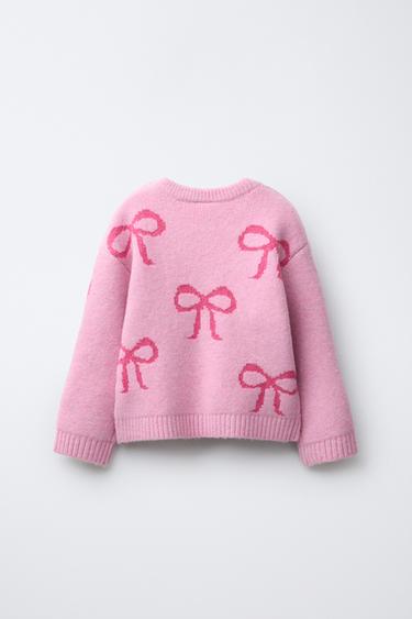 PULL EN MAILLE AVEC LACETS - Rose de Zara - Image 1