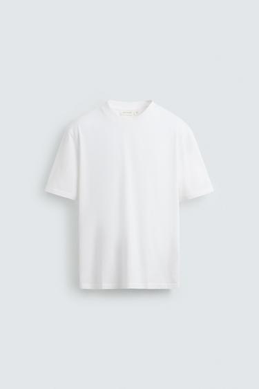 BLUZË REGULAR FIT ME PESHË MESATARE - I bardhë nga Zara