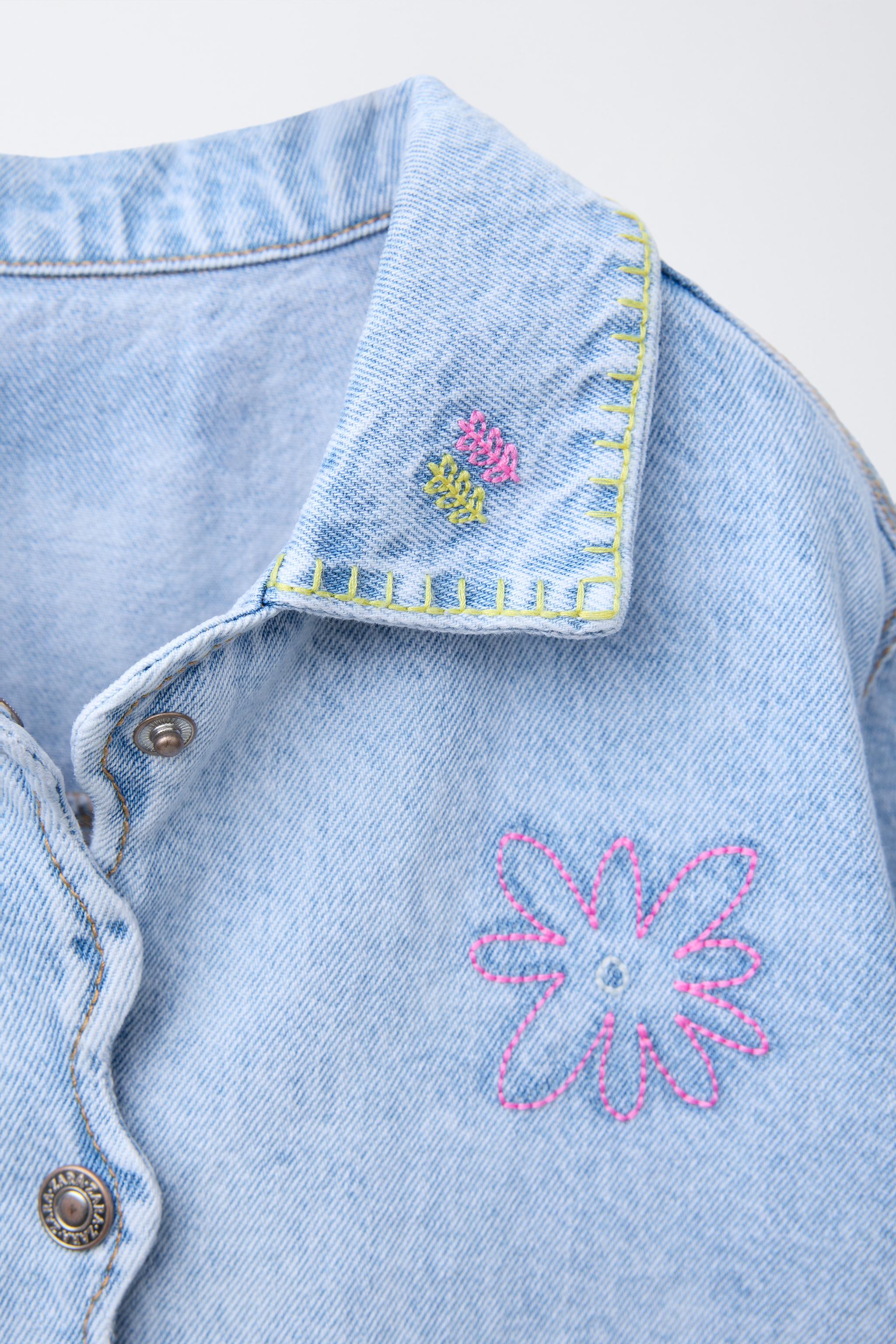 刺繍入りデニムジャケット - ライトブルー | ZARA Japan / 日本