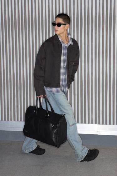 RELAXED FIT DENIM JACKET - charcoal grey by Zara