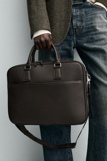 TEXTURED BRIEFCASE - Brown by Zara