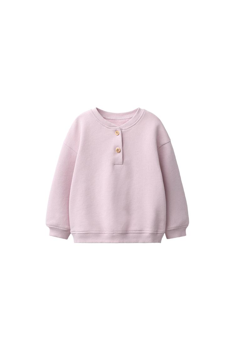 HENLEY NECK SWEATSHIRT — Dusty mauve
