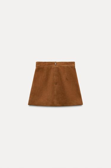 MINI-JUPE EN CUIR DAIM 100 % COLLECTION ZW - Tabac de Zara - Image 5