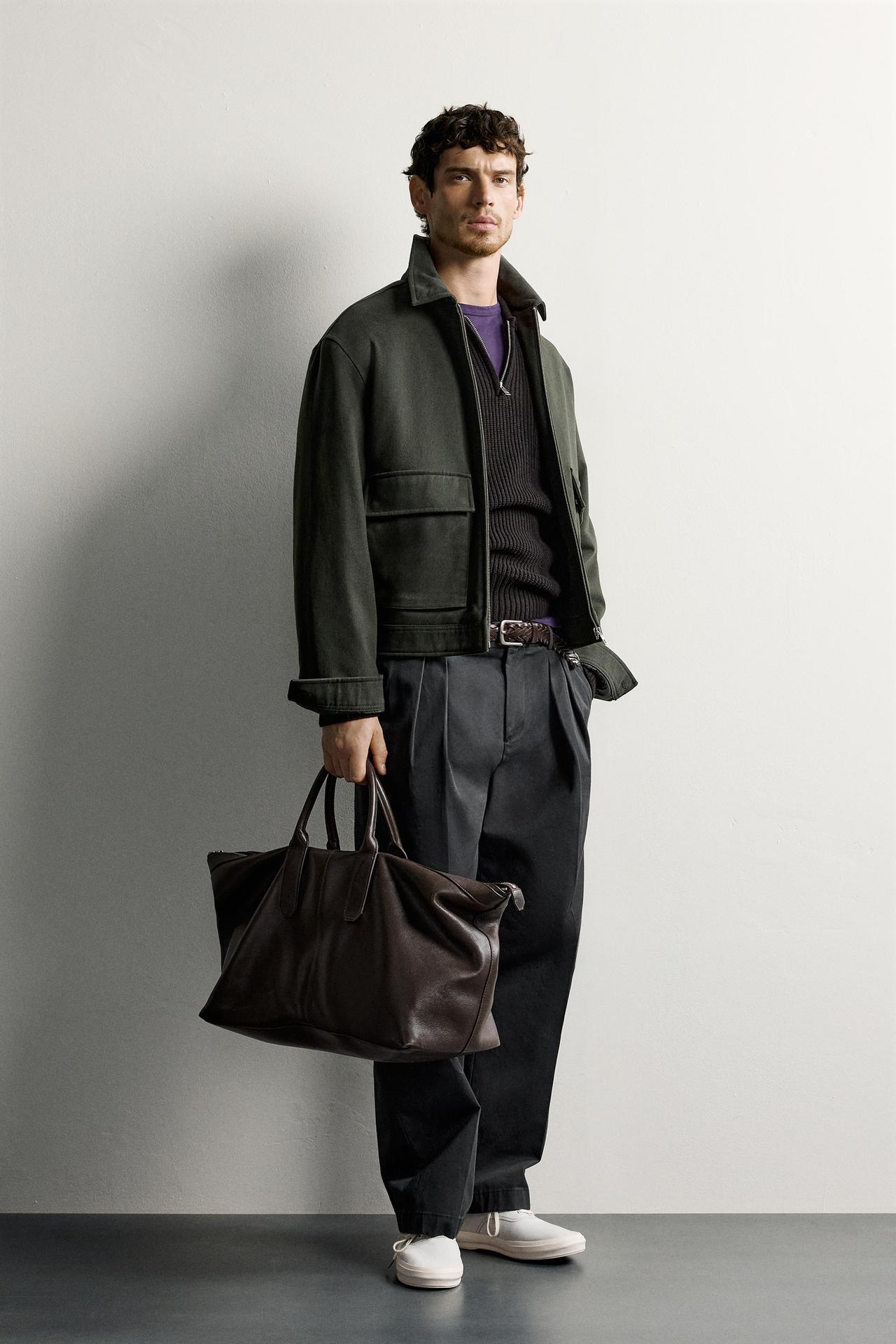 PADDED LYOCELL AND COTTON JACKET — Dark khaki