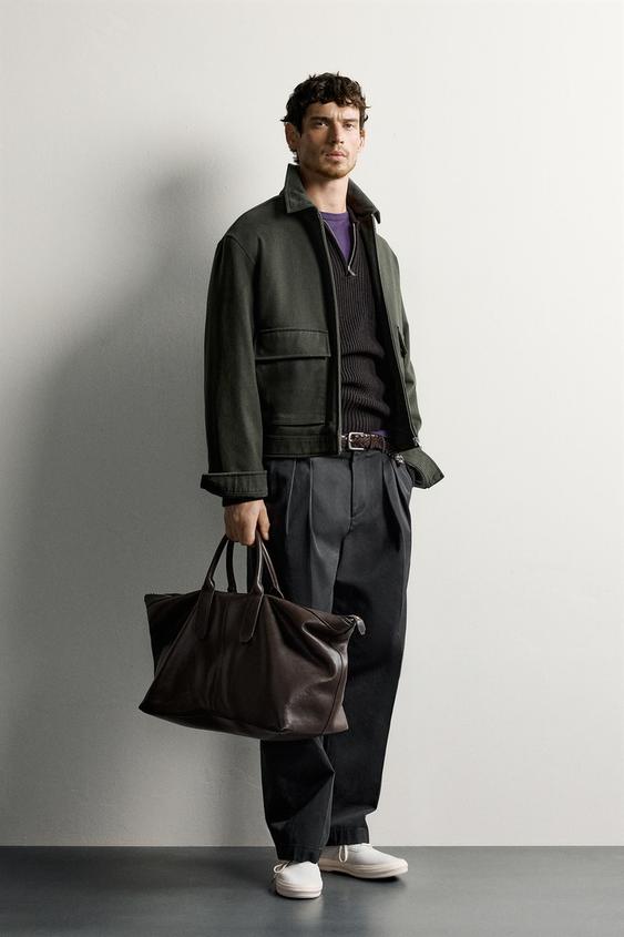 PADDED LYOCELL-COTTON JACKET - Dark khaki by Zara - Image 0
