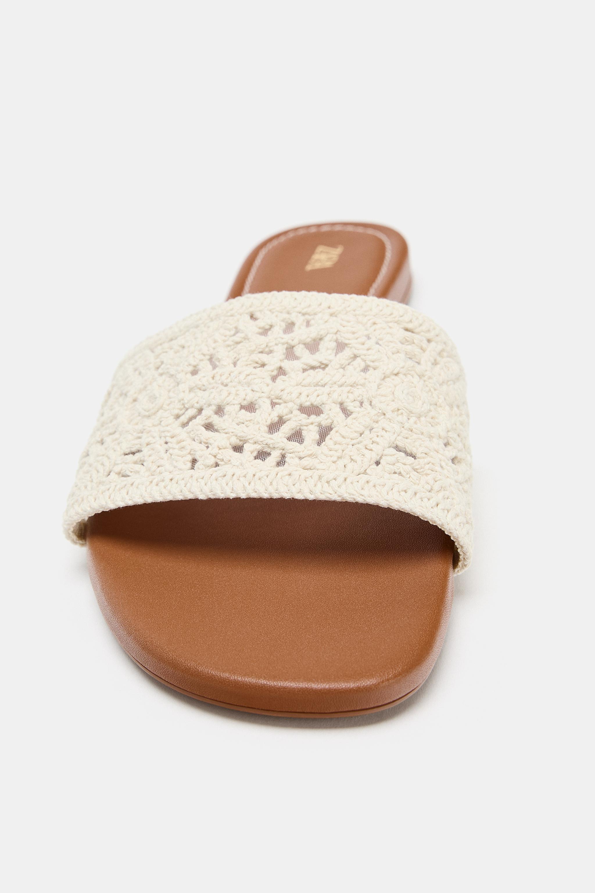 Женские сандалии Zara CROCHET FLAT SANDALS — фото 5