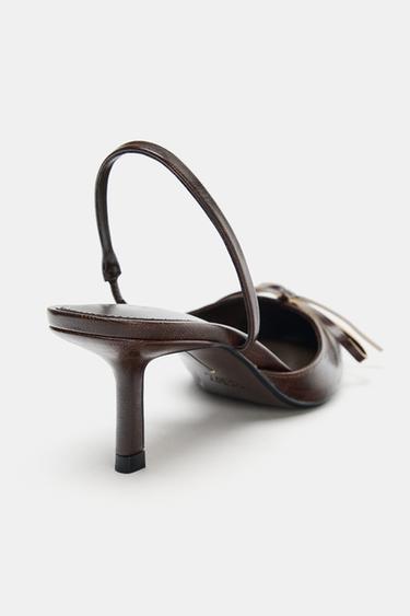 CHAUSSURES DESTALONÉES À NŒUD - Marron de Zara - Image 4