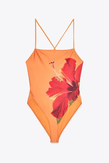 MAILLOT DE BAIN À IMPRIMÉ FLEURS - Orange de Zara - Image 5