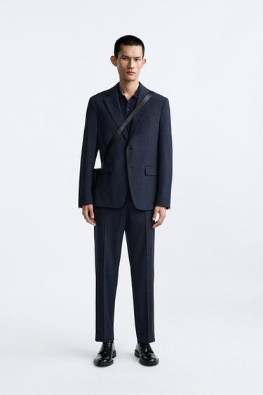 КОСТЮМНЫЕ БРЮКИ ИЗ ТКАНИ С УЗОРОМ «ГУСИНАЯ ЛАПКА» — МОРСКОЙ СИНИЙ от Zara — изображение 0