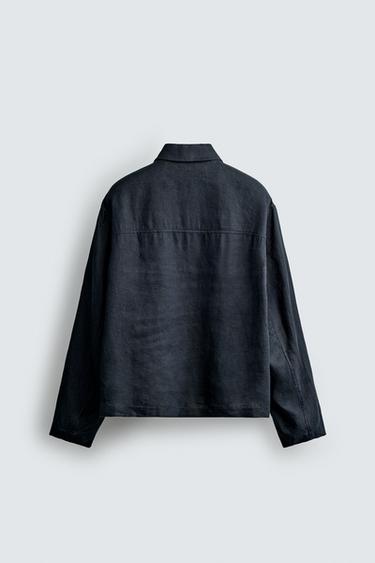 SURCHEMISE REGULAR FIT 100 % LIN - Bleu marine de Zara - Image 8