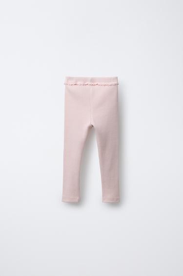 LEGGING GAUFRÉ DENTELLE - Rose pâle de Zara - Image 1