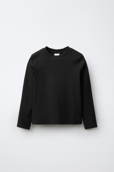 PLAIN RIBBED TOP - Black by Zara
