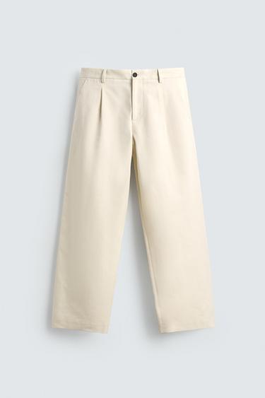 STRAIGHT-LEG PLEATED TROUSERS LIMITED EDITION - Oyster-white by Zara